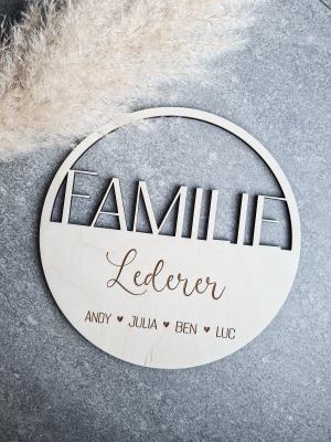 Familienschild geschnitten/graviert