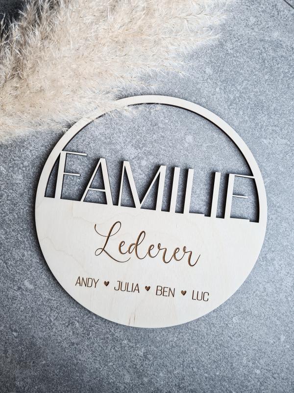 Familienschild geschnitten/graviert